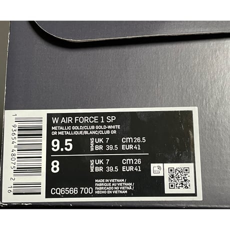 箱、黒タグ付き NIKE AIR FORCE 1 WMNS スニーカー メタリックゴールド WMNS9.5/MEN8/26cm