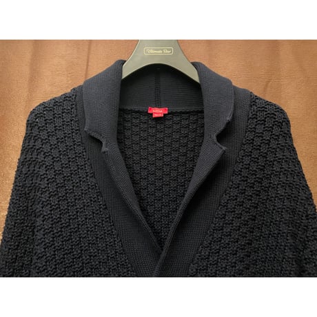MADE IN ITALY製 altea slim fit テーラード型ニットカーディガン ネイビー Lサイズ