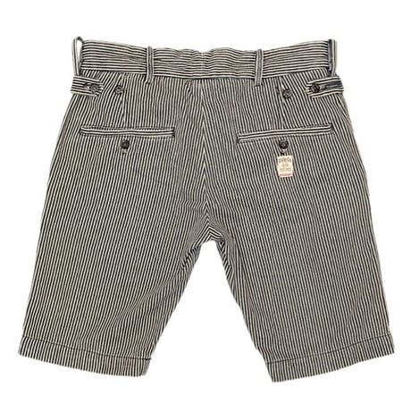 DIESEL ヒッコリーストライプ柄デニムハーフパンツ ネイビー×ホワイト W30サイズ