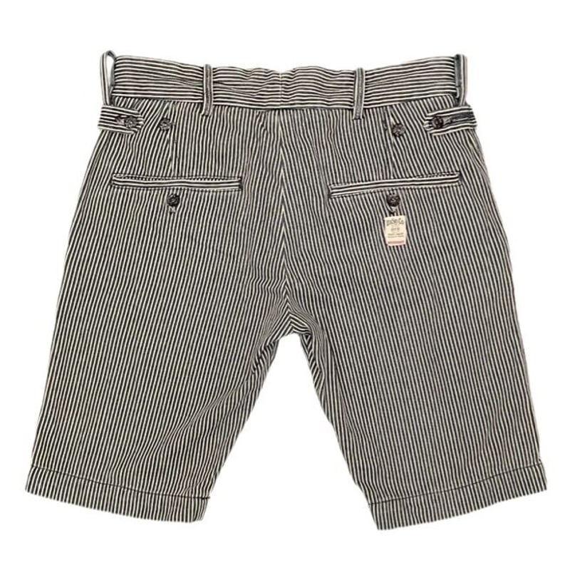 DIESEL ヒッコリーストライプ柄デニムハーフパンツ ネイビー×ホワイト