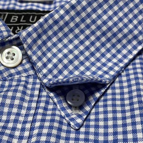 MADE IN ITALY製Cotonificio Albini生地使用 MADE IN JAPAN製 TOMORROWLAND BLUE WORK 長袖ギンガムチェック柄シャツ ブルー Mサイズ