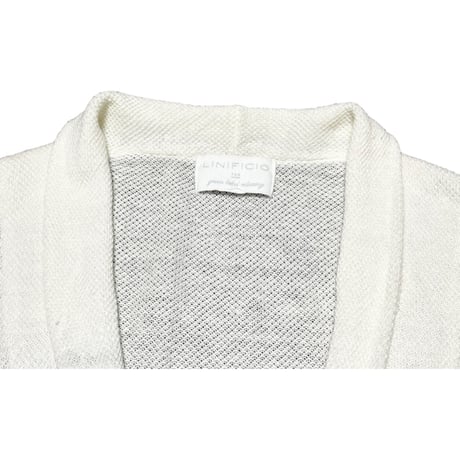 LINIFICIO FOR GREEN LABEL RELAXING ジャケット型ボーダー柄リネンカーディガン ホワイト×グレー
