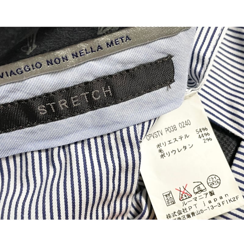 PT01 TRAVELLER Slim Fit 千鳥格子スラックス チャコールグレー