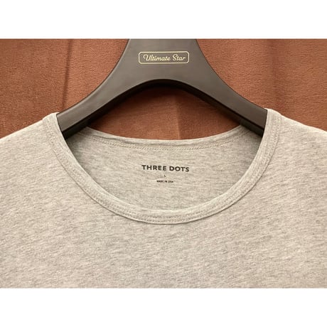 MADE IN USA製 threedots クルーネックTシャツ グレー Lサイズ