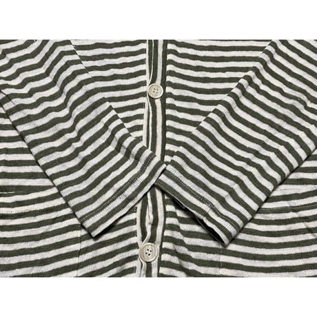 ▲訳あり商品▲ MADE IN ITALY製 BARENA ボーダー柄カーディガン オリーブ Mサイズ