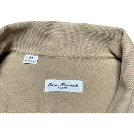 【SHIPS取り扱い】MADE IN ITALY製 Errico Formicola 鹿の子長袖ポロシャツ ベージュ Mサイズ