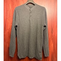 MADE IN ITALY製 BARNEYS NEWYORK ヘンリーネックメリノウールセーター チャコールグレー 50サイズ