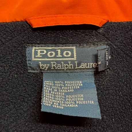 90s Polo by Ralph Lauren フード付き中綿フルジップジャケット オレンジ XXLサイズ