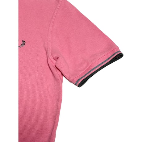 MADE IN ENGLAND製 FRED PERRY 襟ライン半袖鹿の子ポロシャツ ピンク 36サイズ