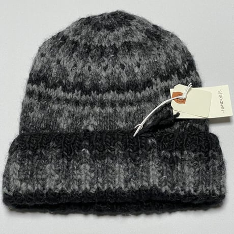 ☆タグ付き新古品☆ MADE IN MEXICO CHAMULA HANDKNITS ウールニット帽 ブラック×グレー メキシコ製