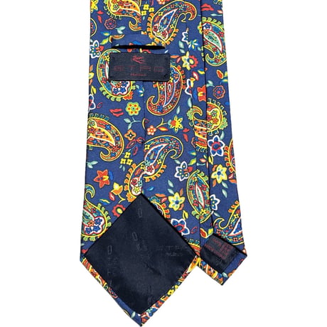 MADE IN ITALY製 ETRO ペイズリー柄シルクネクタイ ネイビー
