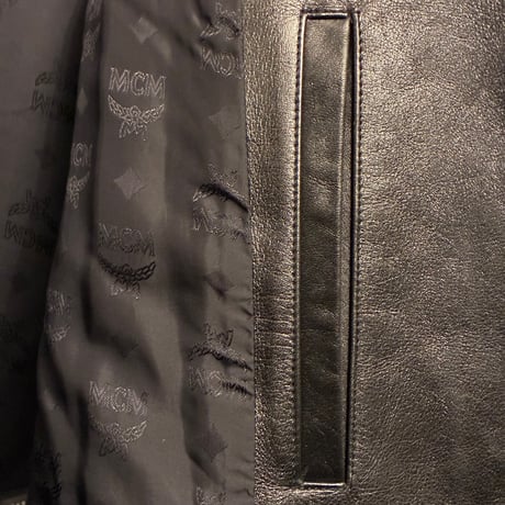 激レア MADE IN JAPAN製 MCM by PHENOMENON カルガンラムファー × カウレザー × ダウン × MA1 異素材MIX ダブルライダースジャケット ブラック 38/Mサイズ