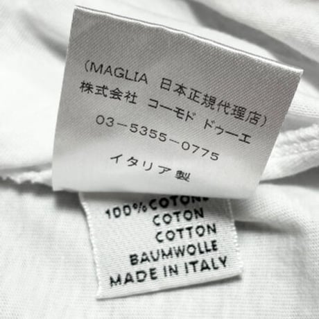 MADE IN ITALY製 MAGLIA「MAGLIA DELLA NAZIONALE」ロゴプリント VネックTシャツ ホワイト Mサイズ