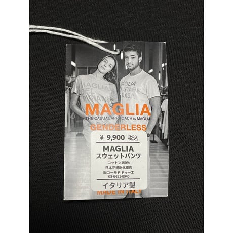 ★新品★ MADE IN ITALY製 MAGLIA ロゴプリント 裏起毛スムーススウェットパンツ ブラック M～XLサイズ ユニセックス
