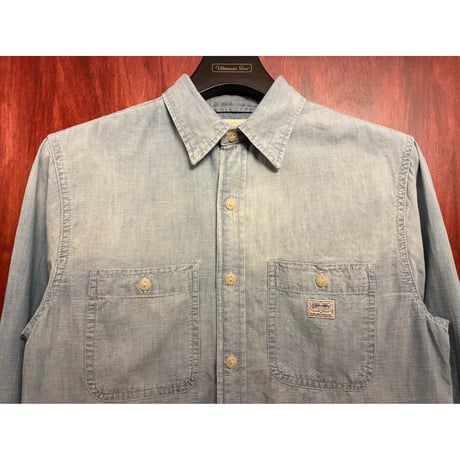 DENIM & SUPPLY RALPH LAUREN 星条旗 バック刺繍入り 長袖ダンガリーシャツ ライトインディゴ Sサイズ