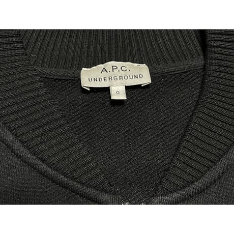 MADE IN GREECE製 A.P.C. HARAJUKU UNDERGROUND ワッペン付きスウェットジップジャケット ブラック 0サイズ