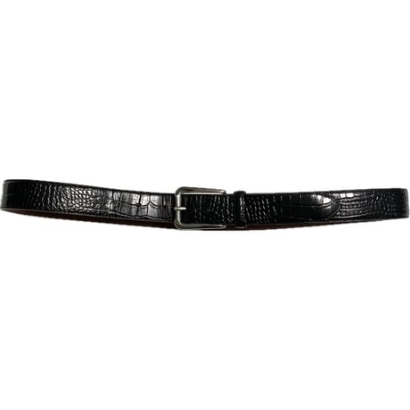 MADE IN ITALY製 BROOKS BROTHERS 346 型押しレザーベルト ブラック 34/W85サイズ