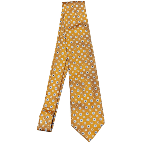 MADE IN ITALY製 Guy Laroche 小紋柄 シルクネクタイ オレンジ