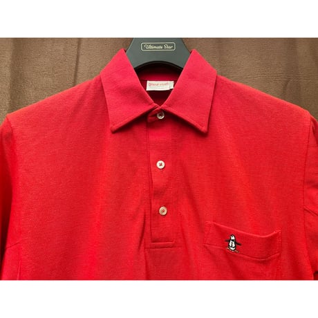 MADE IN USA製 60s～70s MUNSINGWEAR grand slam ポケット付き半袖鹿の子ポロシャツ レッド Mサイズ