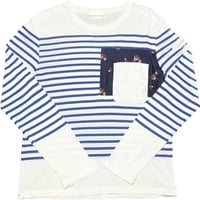 MADE IN ITALY製 ALEXANDER McQUEEN 長袖ボーダーカットソー ホワイト×ブルー Sサイズ