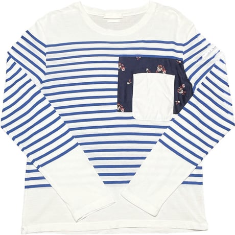 MADE IN ITALY製 ALEXANDER McQUEEN 長袖ボーダーカットソー ホワイト×ブルー Sサイズ