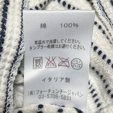 MADE IN ITALY製 gicipi 長袖ボーダーサーマル ホワイト 4/Mサイズ