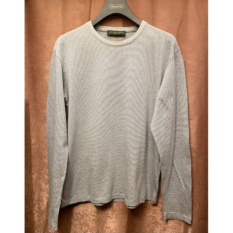 MADE IN ITALY製 HUNTING WORLD ボーダー柄 長袖クルーネックTシャツ グレー 48サイズ