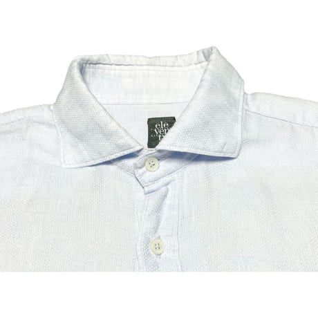 ▲訳あり商品▲ MADE IN ITALY製 eleventy 長袖リネンコットンシャツ サックスブルー 42-16 1/2サイズ