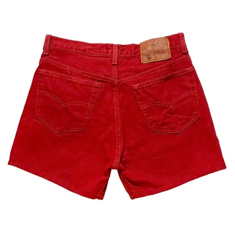 MADE IN USA製 LEVI'S 501 カラーデニムハーフパンツ レッド W32-L34サイズ