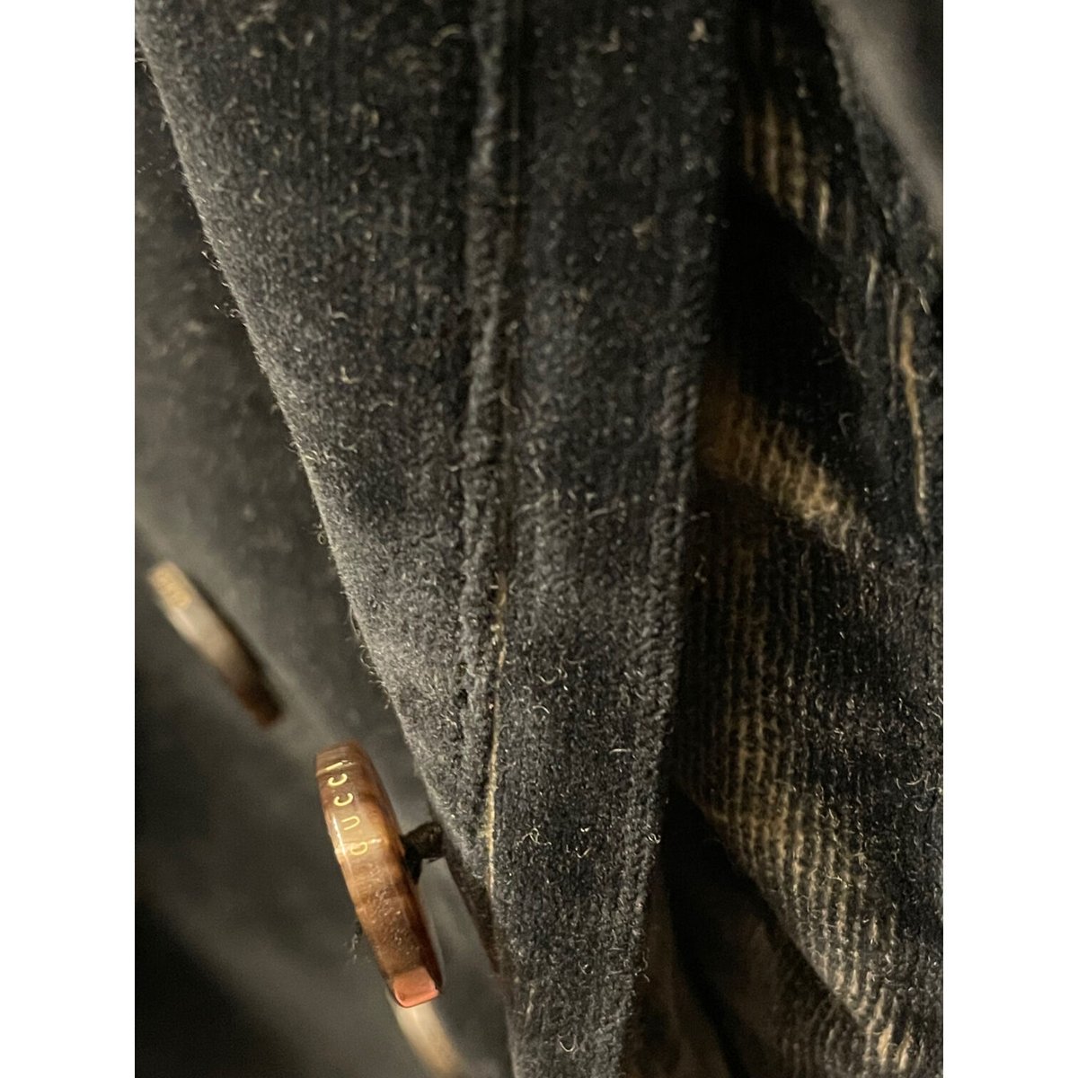 MADE IN ITALY製 GUCCI ベルベットPコート ブラック 48サイズ MADE IN ITALY製 GUCCI ベルベットPコート ブラック 48サイズ
