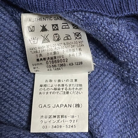 MADE IN ITALY製 GAS チェック柄クルーネックセーター ネイビー Sサイズ