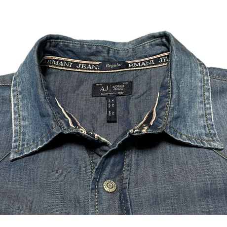 ARMANI JEANS 長袖デニムウエスタンシャツ インディゴ Mサイズ