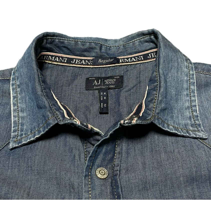 ARMANI JEANS 長袖デニムウエスタンシャツ インディゴ Mサイズ ARMANI JEANS 長袖デニムウエスタンシャツ インディゴ Mサイズ