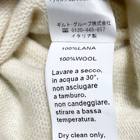 MADE IN ITALY製 irish crone クルーネックウールセーター アイボリー Mサイズ