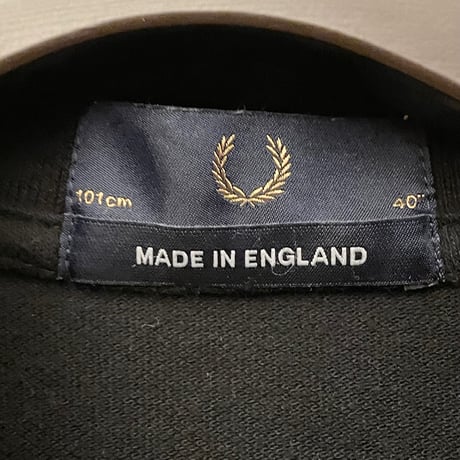 MADE IN ENGLAND製 FRED PERRY 襟ライン半袖鹿の子ポロシャツ ブラック 40サイズ