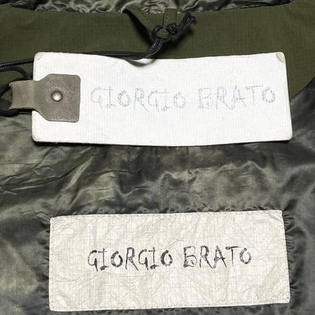 タグ付き美品 MADE IN ITALY製 GIORGIO BRATO レザー切り返しミリタリージャケット カーキ×ブラック 48サイズ