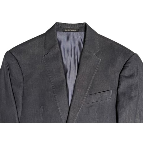 MADE IN BULGARIA製 EMPORIO ARMANI ストレッチブラックデニムスーツ ブラック 44サイズ