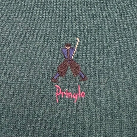 MADE IN SCOTLAND製 90s Pringle SPORTS Nick Faldo クルーネックウールセーター グリーン Lサイズ