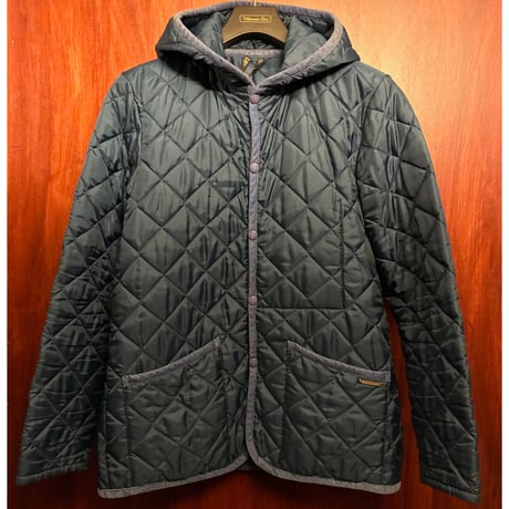 MADE IN ENGLAND製 LAVENHAM フード付きキルティングジャケット ネイビー 36/48サイズ