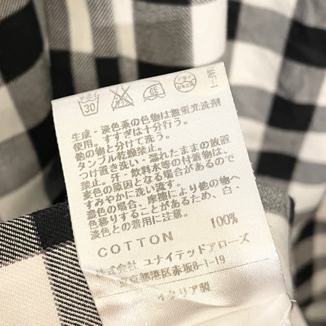 【UNITED ARROWS 取り扱い】 MADE IN ITALY製 Errico Formicola ギンガムチェック柄長袖ボタンダウンシャツ ブラック×ホワイト Sサイズ