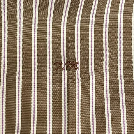 ▲訳あり商品▲ MADE IN JAPAN製 KAMAKURA SHIRTS イタリア生地長袖ストライプタブカラーシャツ ブラウン×パープル