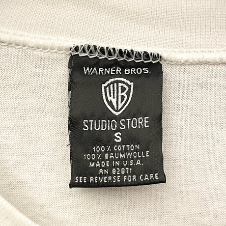 MADE IN USA製 WARNER BROS. STUDIO STORE バックプリントTシャツ ホワイト Sサイズ