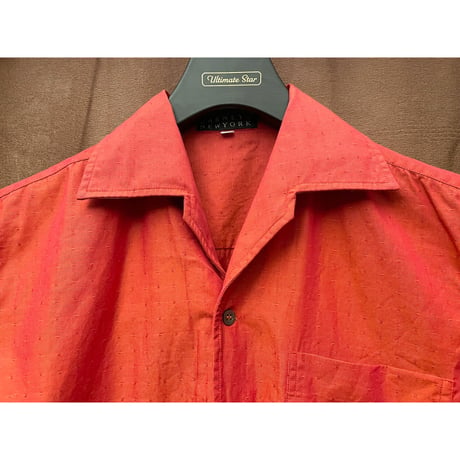 MADE IN ITALY製 BARNEYS NEWYORK 半袖開襟シャツ レッド Sサイズ