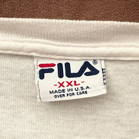 希少 MADE IN USA製 90s FILA ロゴプリントTシャツ ホワイト XXLサイズ