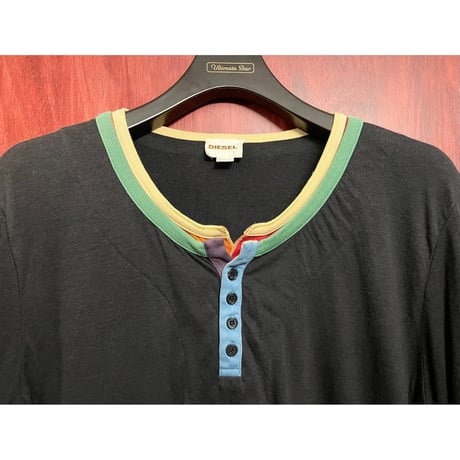 DIESEL 長袖ヘンリーネックTシャツ ブラック Mサイズ