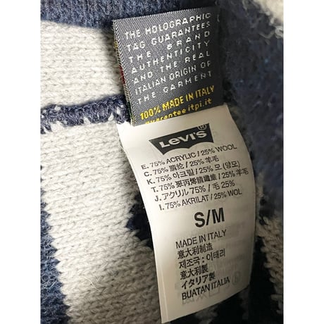MADE IN ITALY製 Levi's ニット帽 グレー×ネイビー