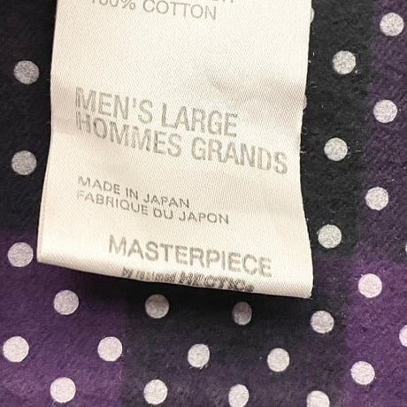 MADE IN JAPAN製 MASTERPIECE BRAND 長袖ブロックチェックドット柄フランネルシャツ パープル Lサイズ