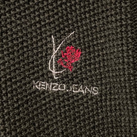 MADE IN JAPAN製 90s KENZO JEANS 葛飾北斎タグ コットンアクリルケーブルニットセーター ブラック Fサイズ