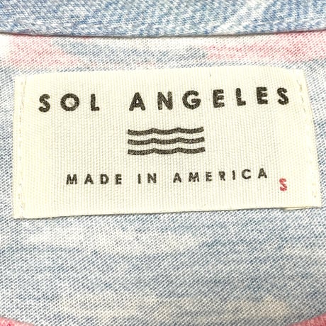MADE IN USA製 SOL ANGELES ヨット柄昇華プリント半袖Tシャツ ピンク×スカイブルー Sサイズ
