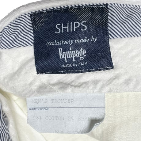 【SHIPS取り扱い】 MADE IN ITALY製 SHIPS exclusively made by Equipage コーデュロイスラックス ホワイト 46サイズ